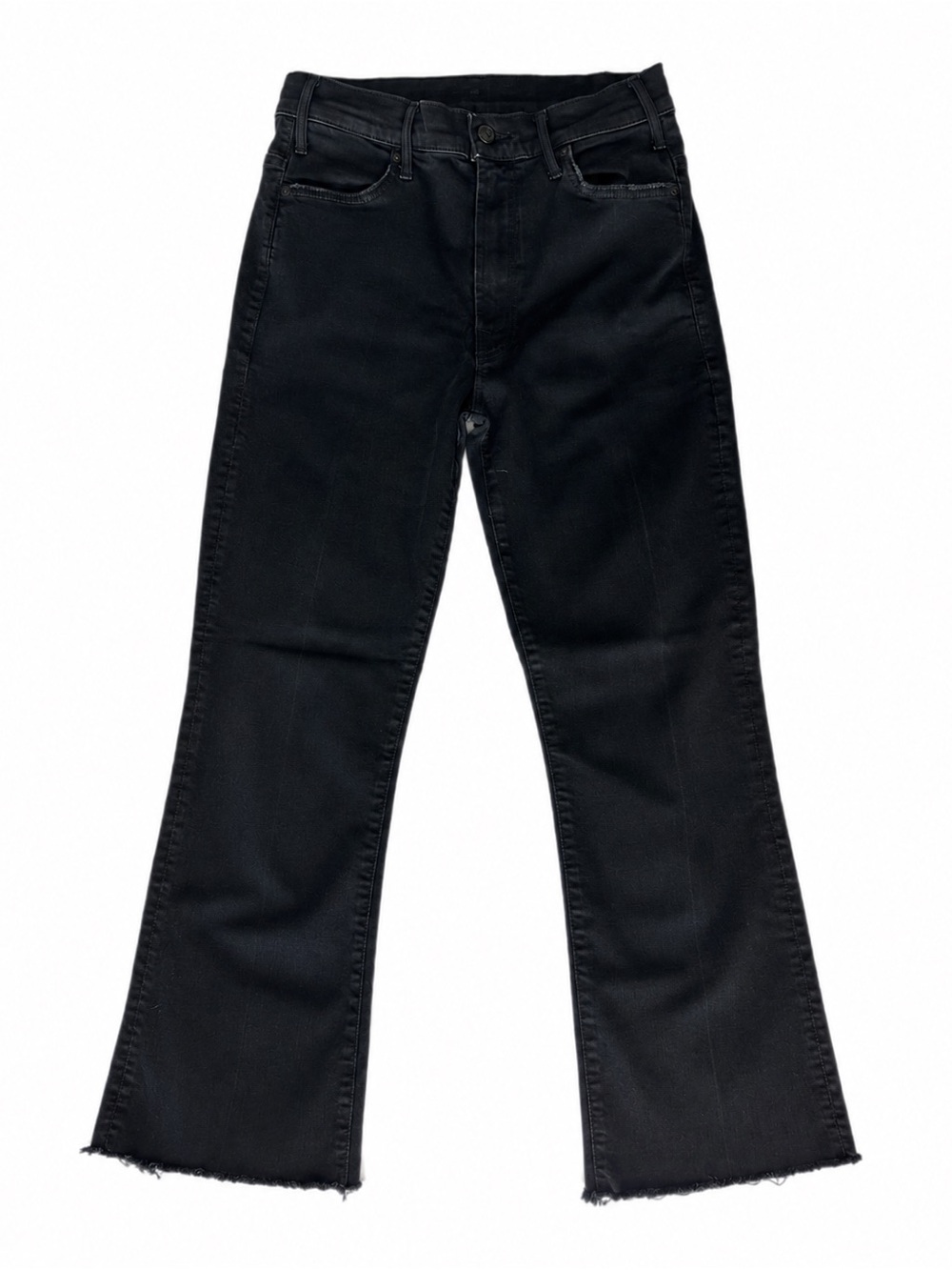 MOTHER The Hustler Ankle Fray Not Guilty Black High Rise Flare Jeans Size 27
